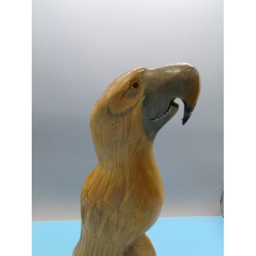 257 - Carved Water Buffalo Horn in the Form of a Parrot. 32cm Tall.