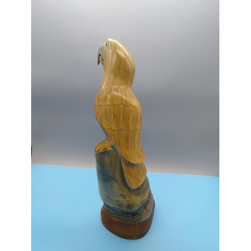 257 - Carved Water Buffalo Horn in the Form of a Parrot. 32cm Tall.