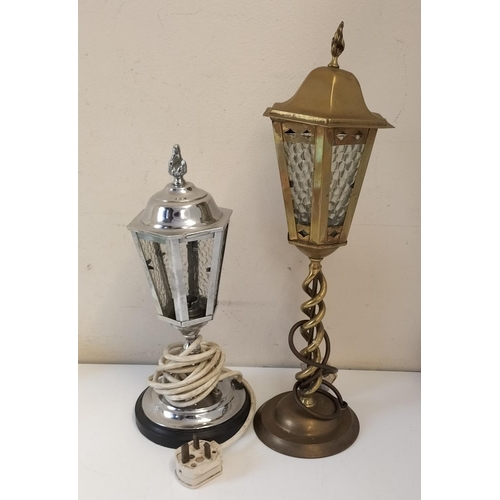 259 - Vintage Lamps (2) Tallest being 50cm. (One Lamp A/F 2 Glass Panels Missing).