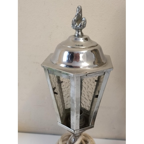 259 - Vintage Lamps (2) Tallest being 50cm. (One Lamp A/F 2 Glass Panels Missing).