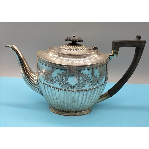 265 - Lee & Wigfull, Sheffield Silver Plate Teapot, Sugar and Cream . 1871-1879.