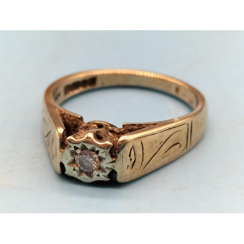 273 - 9ct Gold and Diamond Ring. 2.9 Gram. Size J.