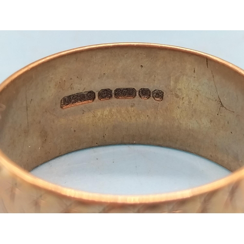 274 - 9ct Gold Wedding Band Ring. 5.3 Grams. Size Q.