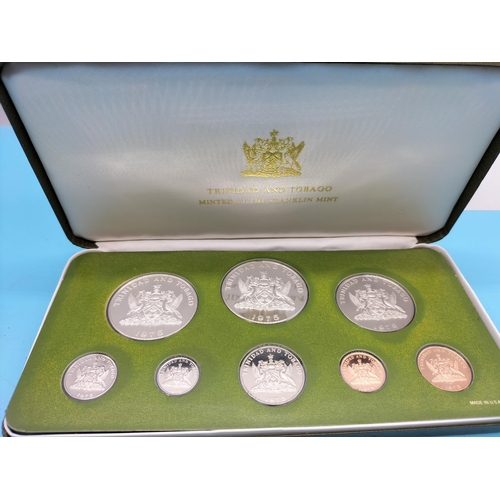 3 - Trinidad and Tobago Proof Set 1975 by Franklin Mint. 10 Dollar Coin 925 Silver. 5 Dollar Coin .500 S... 