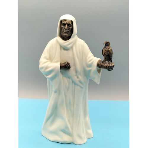 347 - Minton 25cm Porcelain Figure 'The Sheikh' with Bronze Head, Hands and Falcon. M53. Seconds Quality.
