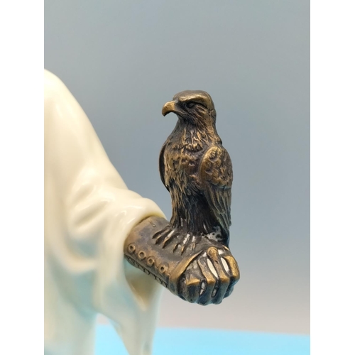 347 - Minton 25cm Porcelain Figure 'The Sheikh' with Bronze Head, Hands and Falcon. M53. Seconds Quality.