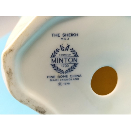 347 - Minton 25cm Porcelain Figure 'The Sheikh' with Bronze Head, Hands and Falcon. M53. Seconds Quality.