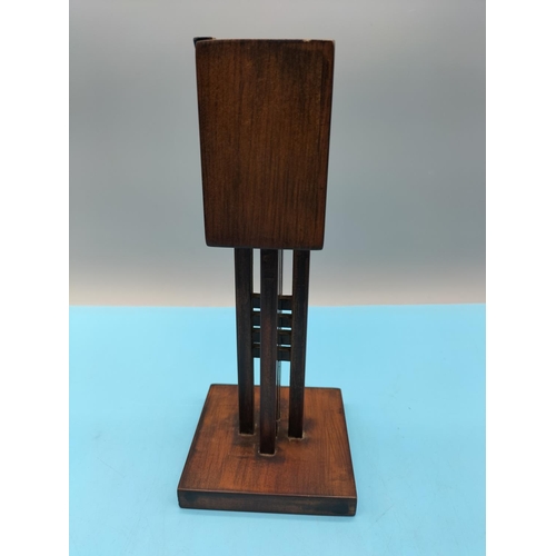 353 - Wooden Mantle Clock in the Charles Rennie Mackintosh Style. 24.5cm High.