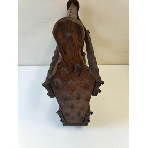 359 - Ornate Wooden Magazine Rack. 48cm x 44cm.