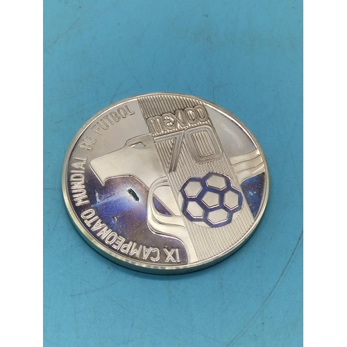 36 - Sterling Silver 'Mexico 1970' 9th World Cup Championship Coin.