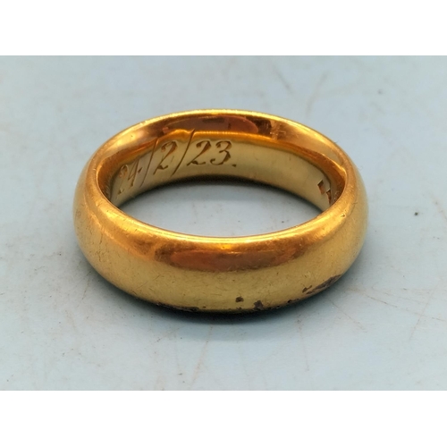 361 - 22ct Gold Band Ring. Size H. 10.9 Grams.