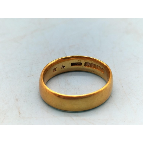 362 - 22 Ct Gold Band Ring. Size J plus Scrap/Repair 22ct Gold Ring. Size Q. 6.2 Grams.