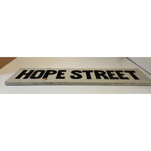 367 - 'Hope Street' Re-Claimed Ceramic Pottery Street Sign 66cm x 16cm. Few Nibbles. Removed from Streets ... 