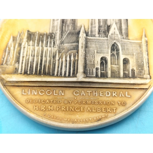 374 - Collection of Ivorex Chalk Plaques/Medallions (possibly Bossons) of Cathedrals. 6cm Diameter. Some w... 