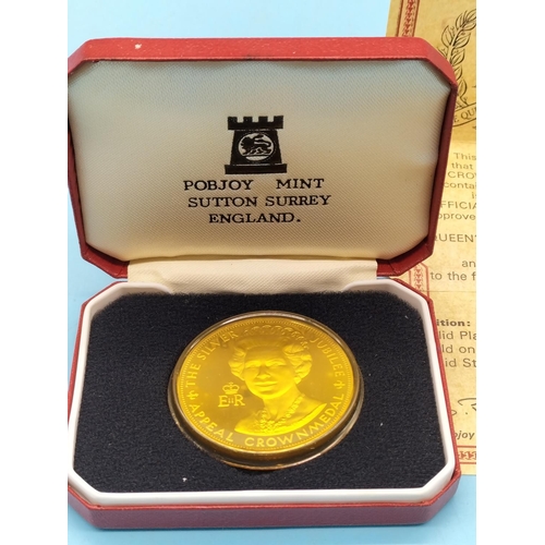 38 - Pobjoy Mint 'Silver Jubilee' Crown Medal. Official Limited Issue of 10,000. With Certificate of Auth... 