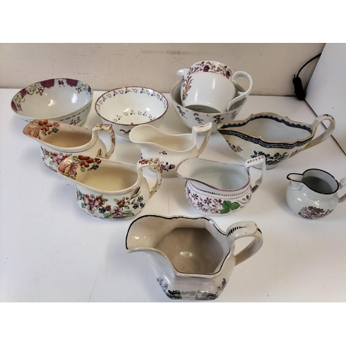 391 - Interesting Collection of 19th Century Cream Jugs and Slop Bowls.