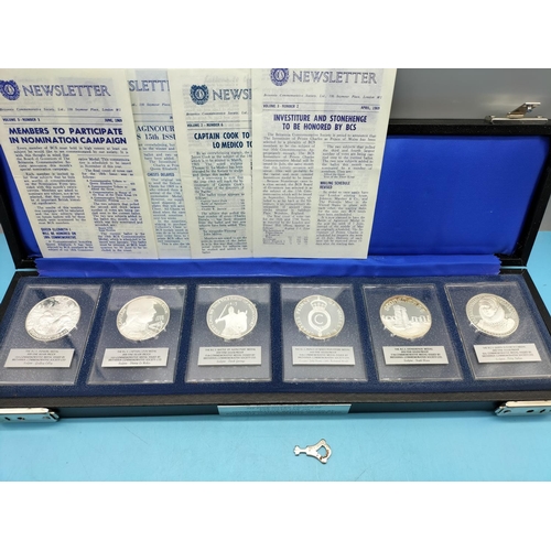 43 - B.C.S. Box Set of 6 Fine Silver .999 Proofs Issue 13-18 with Paperwork - Dunkirk, Captain Cook, Batt... 