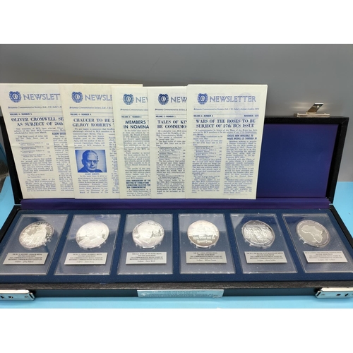 45 - B.C.S. Box Set of 6 Fine Silver .999 Proofs Issue 25th-30th with Paperwork - Geoffrey Chaucer, Olive... 