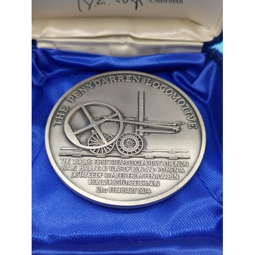 50 - The Richard Trevithick 1771-1833 Hallmarked Silver Limited Edition Medal 70/1000. 52 Grams.