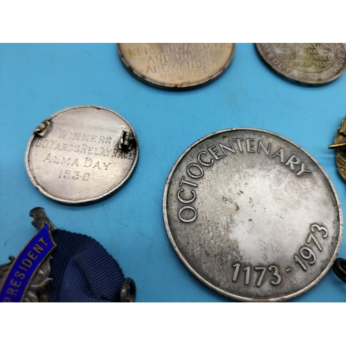 50A - Collection of Medals plus RAF Cap Badge. Some Silver.