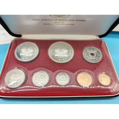 51 - 1975 Low Mintage The First Coinage of Papua New Guinea with Paperwork. K10 and K5 are Sterling Silve... 