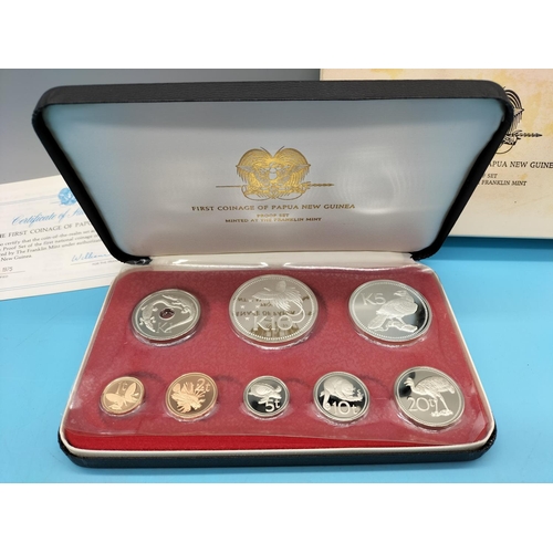 51 - 1975 Low Mintage The First Coinage of Papua New Guinea with Paperwork. K10 and K5 are Sterling Silve... 