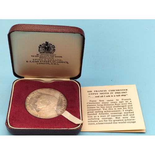 53 - Spink & Sons 'Sir Francis Chichester Gypsy Moth IV 1966-1967' Limited Edition Medal 670/1000 with Pa... 