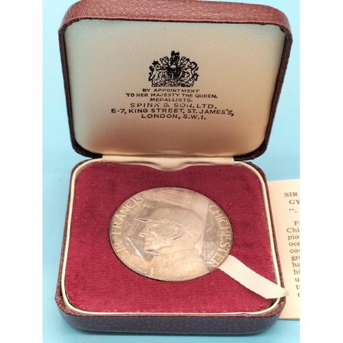 53 - Spink & Sons 'Sir Francis Chichester Gypsy Moth IV 1966-1967' Limited Edition Medal 670/1000 with Pa... 