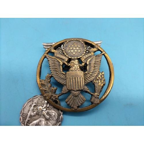 55A - USA Air Force Badge, Sterling Silver Army Eagle Insignia Vanguard 154 plus Silver Coins and St Chris... 