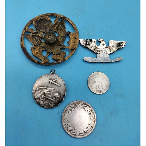 55A - USA Air Force Badge, Sterling Silver Army Eagle Insignia Vanguard 154 plus Silver Coins and St Chris... 