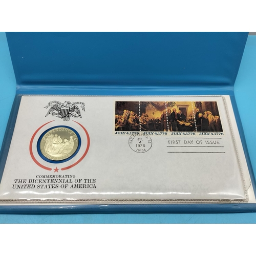 64 - Sterling Silver 'The Bicentennial of the United States of America 1976' Coin plus First Day Cover Se... 