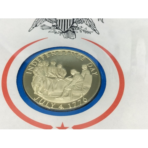 64 - Sterling Silver 'The Bicentennial of the United States of America 1976' Coin plus First Day Cover Se... 