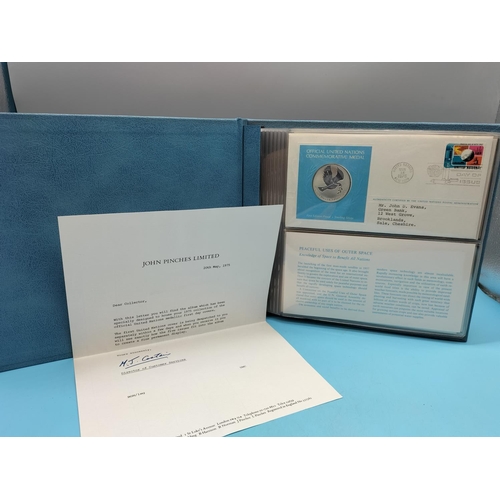 66 - Sterling Silver 'Official United Nations Medallic' Coins plus  First Day Covers.