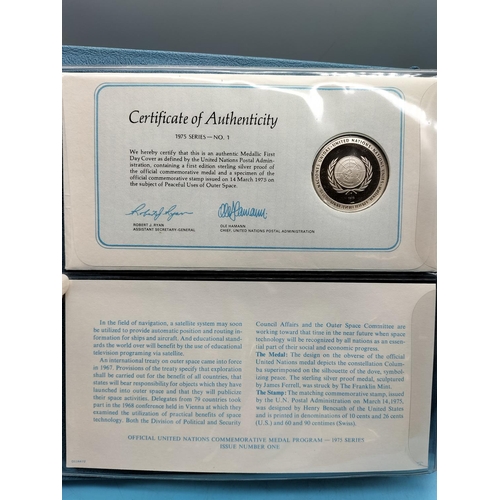 66 - Sterling Silver 'Official United Nations Medallic' Coins plus  First Day Covers.