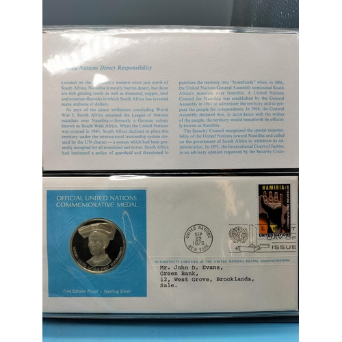 66 - Sterling Silver 'Official United Nations Medallic' Coins plus  First Day Covers.