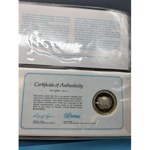 66 - Sterling Silver 'Official United Nations Medallic' Coins plus  First Day Covers.