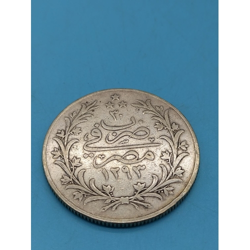 74 - Egypt Silver 20 Qirsh Coin. Approx 1900?