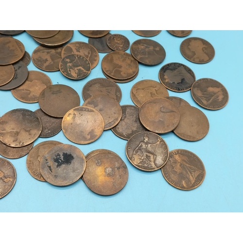 85 - Tin containing a Quantity of Mixed Victorian Copper Coins.