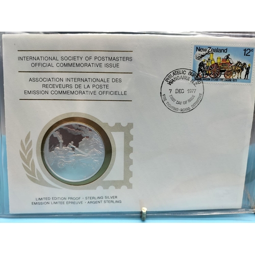 95 - 1977 International Society of Postmasters Official Commemorative Issue First Day Covers with Sterlin... 