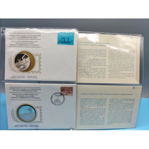 96 - 1977 International Society of Postmasters Official Commemorative Issue First Day Covers with Sterlin... 