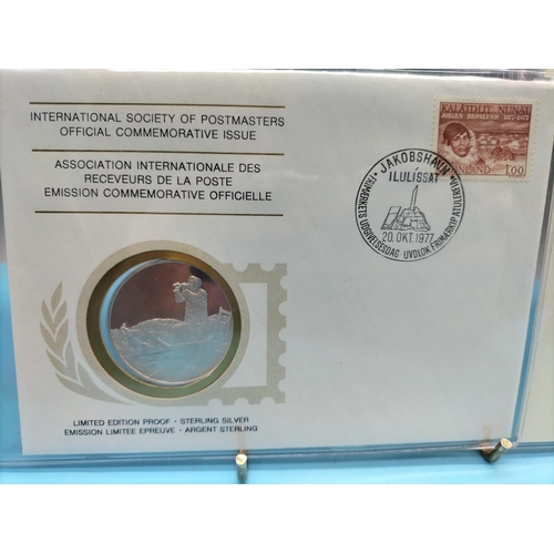 96 - 1977 International Society of Postmasters Official Commemorative Issue First Day Covers with Sterlin... 