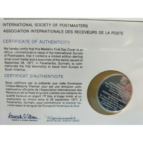 96 - 1977 International Society of Postmasters Official Commemorative Issue First Day Covers with Sterlin... 