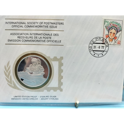 97 - 1977 International Society of Postmasters Official Commemorative Issue First Day Covers with Sterlin... 