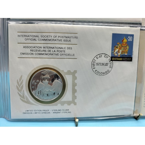 99 - 1977 International Society of Postmasters Official Commemorative Issue First Day Covers with Sterlin... 