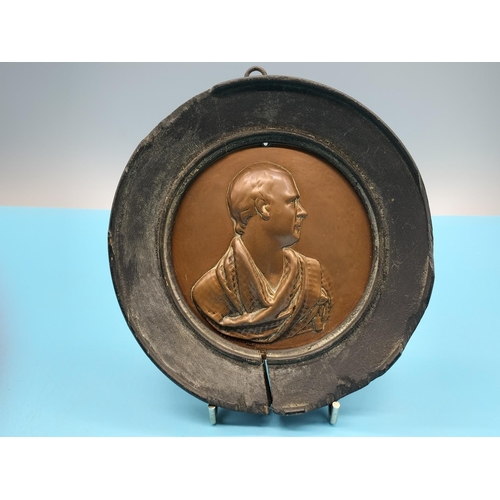 341 - 1830-1850 Thomas Crawford Circular Bronze Character Plaque. Mounted.  14cm Diameter.