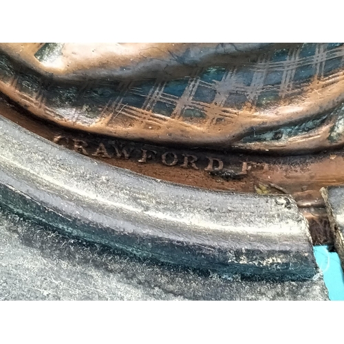 341 - 1830-1850 Thomas Crawford Circular Bronze Character Plaque. Mounted.  14cm Diameter.