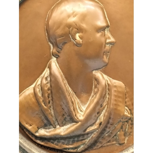 341 - 1830-1850 Thomas Crawford Circular Bronze Character Plaque. Mounted.  14cm Diameter.