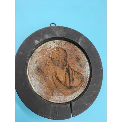 341 - 1830-1850 Thomas Crawford Circular Bronze Character Plaque. Mounted.  14cm Diameter.