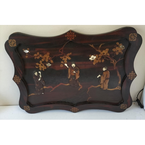 342 - Japanese Shibayama Meiji Period Hardwood Wall Panel with Hand Carved Decoration. 70cm x 50cm.