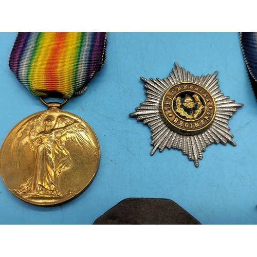 117 - World War I Medals - W-158 SJT J Thompson, Cheshire Regiment.
